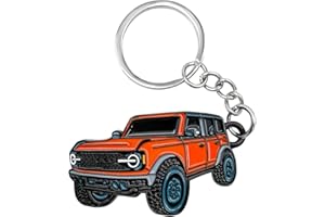 JUSTTOP Car Keychain, Bronco Key Chain Metal Key Fob, Cool Car Model Keychain for Bronco 2021 2022 2023, Car Accessories (Ora