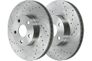 AUTO SHACK AutoShack Front Drilled & Slotted Brake Rotors | Replacement for Toyota Celica 2003-2008 Corolla Matrix 2005-2010 Scion tC 2003-2008 Pontiac Vibe FWD | Zinc Coated | 2-PC Set | SilverShield Pro