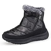 Jakcuz Plus Size 36-46 Snow Boots for Women Insulated Shell Warm Outdoor Cold Weather Shoes High Top Cotton Walking Boot