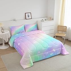 Erosebridal Rainbow Comforter Set Twin Girls Ombre