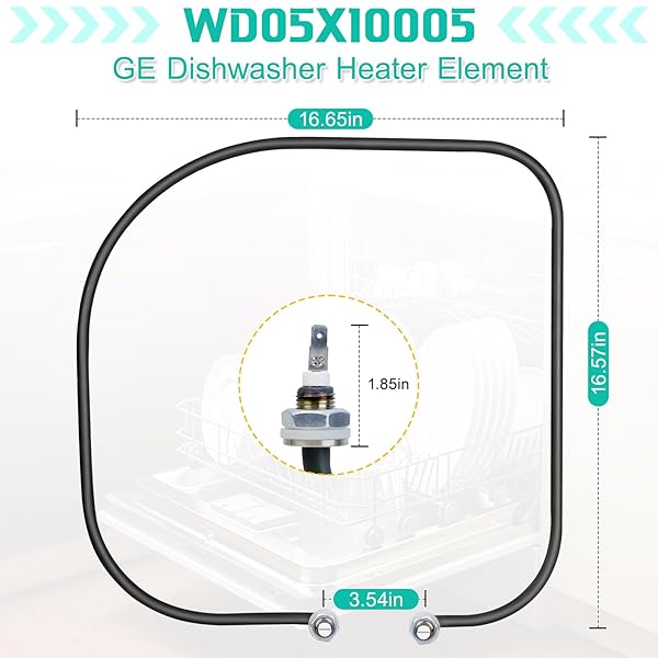 UPGRADED WD05X10005 DISHWASHER HEATING ELEMENT KIT COMPATIBLE WITH GE DISHWASHER, REPLACES WD05X10010 AP4365388 1472685 AH2339976 EA2339976 PS2339976 WD5X10005 – FIXES NO HEAT, POOR DRYING