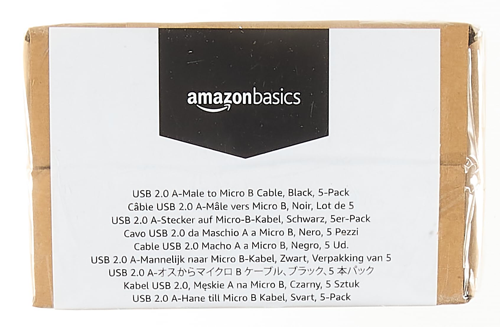 Amazon Basics 5-Pack USB-A to Micro USB Charging Cable, 480Mbps Transfer Speed with Gold-Plated Plugs, USB 2.0, 6 Foot, Black