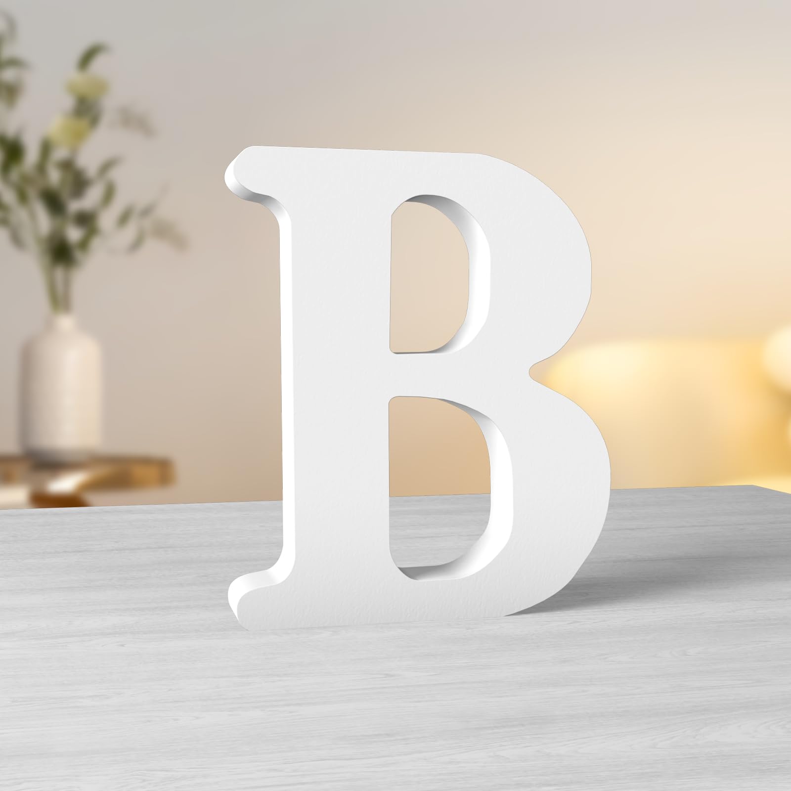 Aruatu 6 Inch White Wood Letters - Unfinished Wood Letters for Wall Decor & Craft Projects (B) — image 1