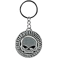 Harley-Davidson Metal Key Chain, Classic Willie G Skull Logo - Silver & Black