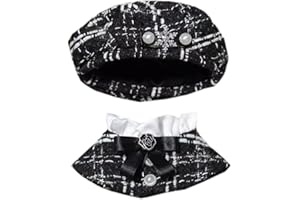 niannyyhouse 10cm Plush Doll Clothes Hat Poncho Shawl Sets Dolls Dressup (Black)