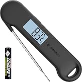 0.5 Sec Instant Read Meat Thermometer Digital for Outdoor Fryer, Black | &plusmn;0.5&deg;F Precision, Auto Flip Digital LCD Display, Meat, Outdoor Fryer, Grill, BBQ, Food Thermometer for Kitchen Gadgets