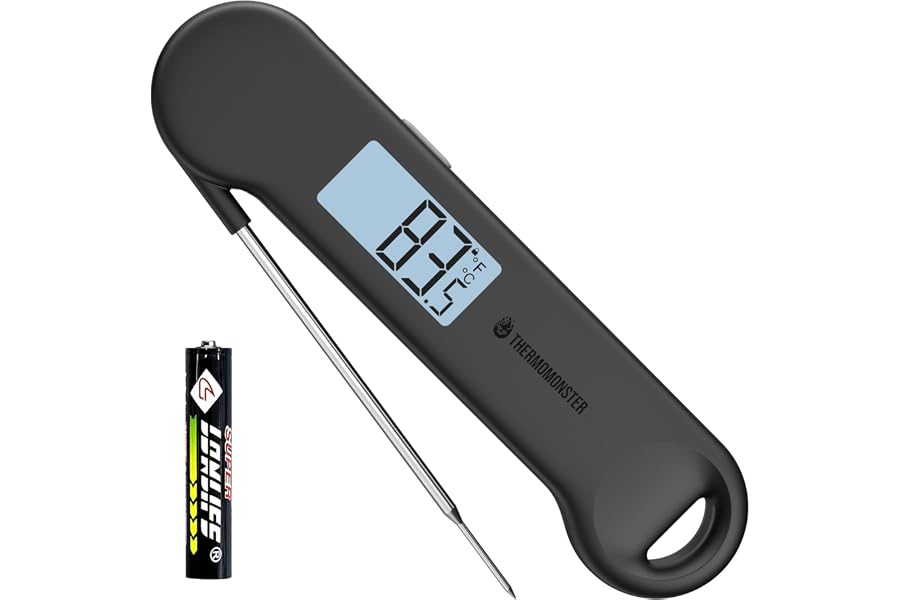 0.5 Sec Instant Read Grill Meat Thermometer Digital Food Cooking BBQ, Black | ±0.5°F Precision, Auto Flip Digital LCD Display, Ideal For Meat, Candy, Grill, BBQ, Food Thermometer for Kitchen Gadgets
