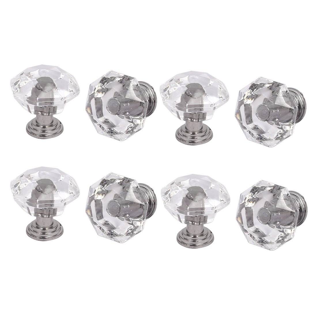 Sourcingmap Furniture Cabinet Door 26mm Dia Single Hole Round Acrylic Pull Knobs Clear 8PCS