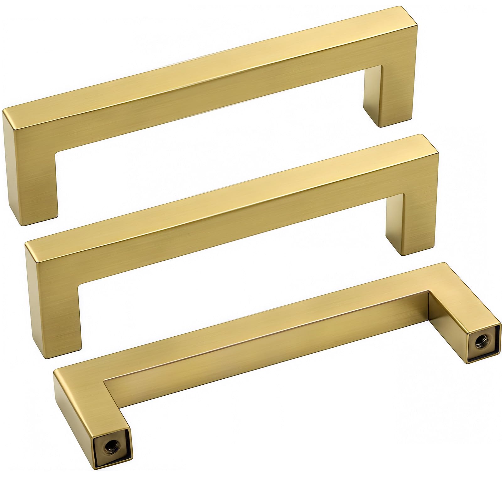Photo 1 of goldenwarm 10 Pack 3-3/4in Cabinet Pulls Brass Kitchen Furniture Hardware - LSJ12GD96 Modern Dresser Drawer Handles Brushed Gold Bathroom Cabinet Door Pull Handles