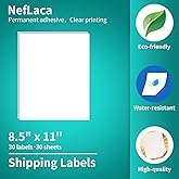 Mailing Label,Address Labels 1-UP,NefLaca White Shipping Labels,Adhesive Shipping Labels,30 Sheets in Total(8.5"x 11"),Printable White Sticker Paper for Laser & Inkjet Printers.(30 Labels)