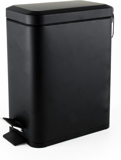Beldray 5L Pedal Bin Rectangular Soft Close Black with Inner Bucket