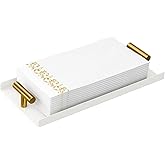 STWWO Napkin Holder for Bathroom, Guest Towel Holder Tray for Bathroom, White Guest Napkin Holders with Golden T-Handle, Disposable Hand Towel Tray for Guest Room, Table, Kitchen