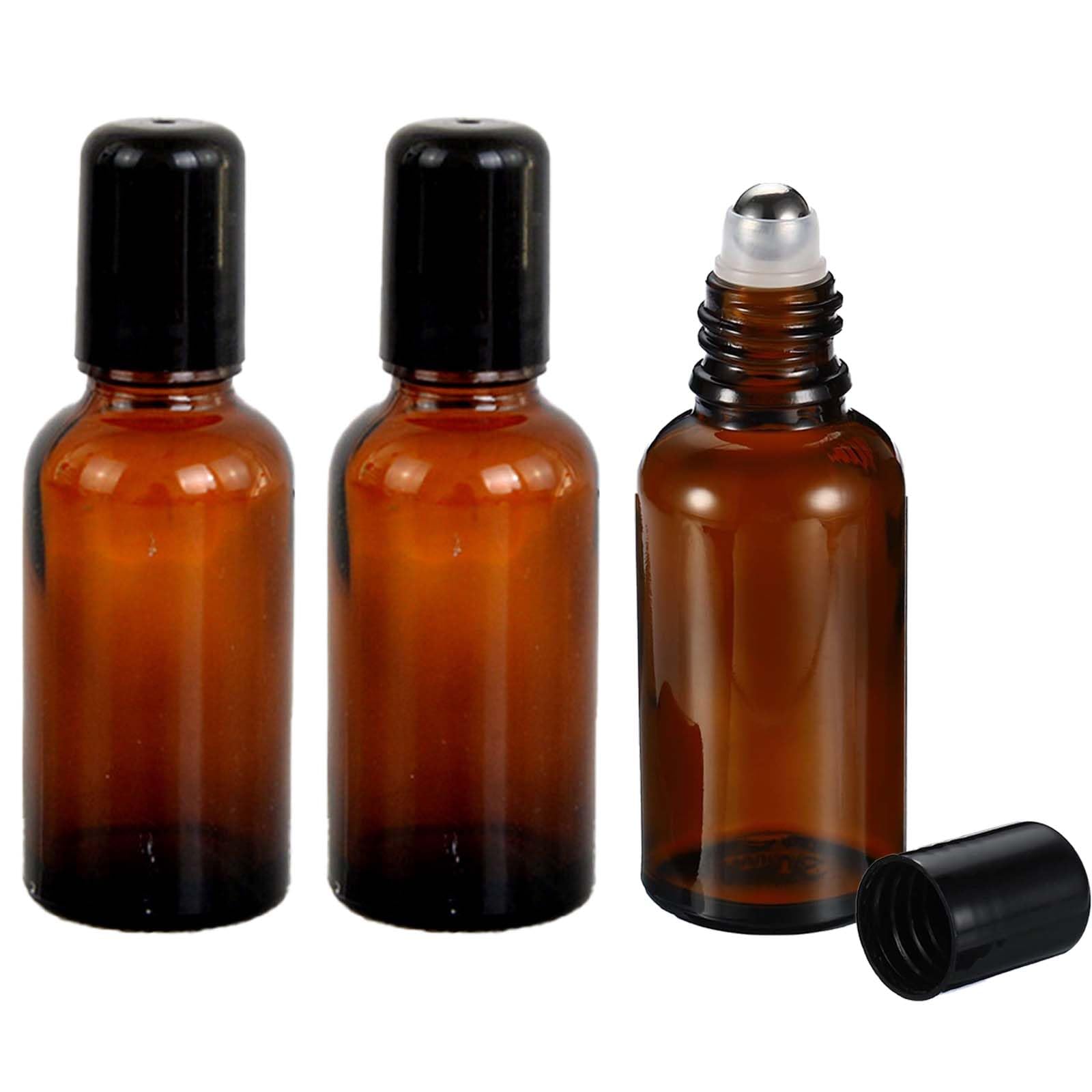 MXHBSTP 3Pcs Roller Ball Bottles for Essential Oils, 30ml Empty Rollerball Bottle Roll on Bottles with Roller Balls Refillable Sample Containers, For Essential Oils,Perfumes,Cosmetics