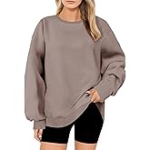 ZENUTA Oversized Sweatshirt for Women, Crewneck Sweatshirts Women Pullover Long Sleeves, Pullover Sweaters Casual Comfy Fall Fashion Clothes 2024, Womens Sweatshirts Trendy Fashion(Coffee Grey,XL)