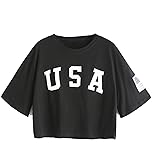 SweatyRocks Women's Graphic T Shirts Letter Print