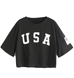SweatyRocks Women's Graphic T Shirts Letter Print