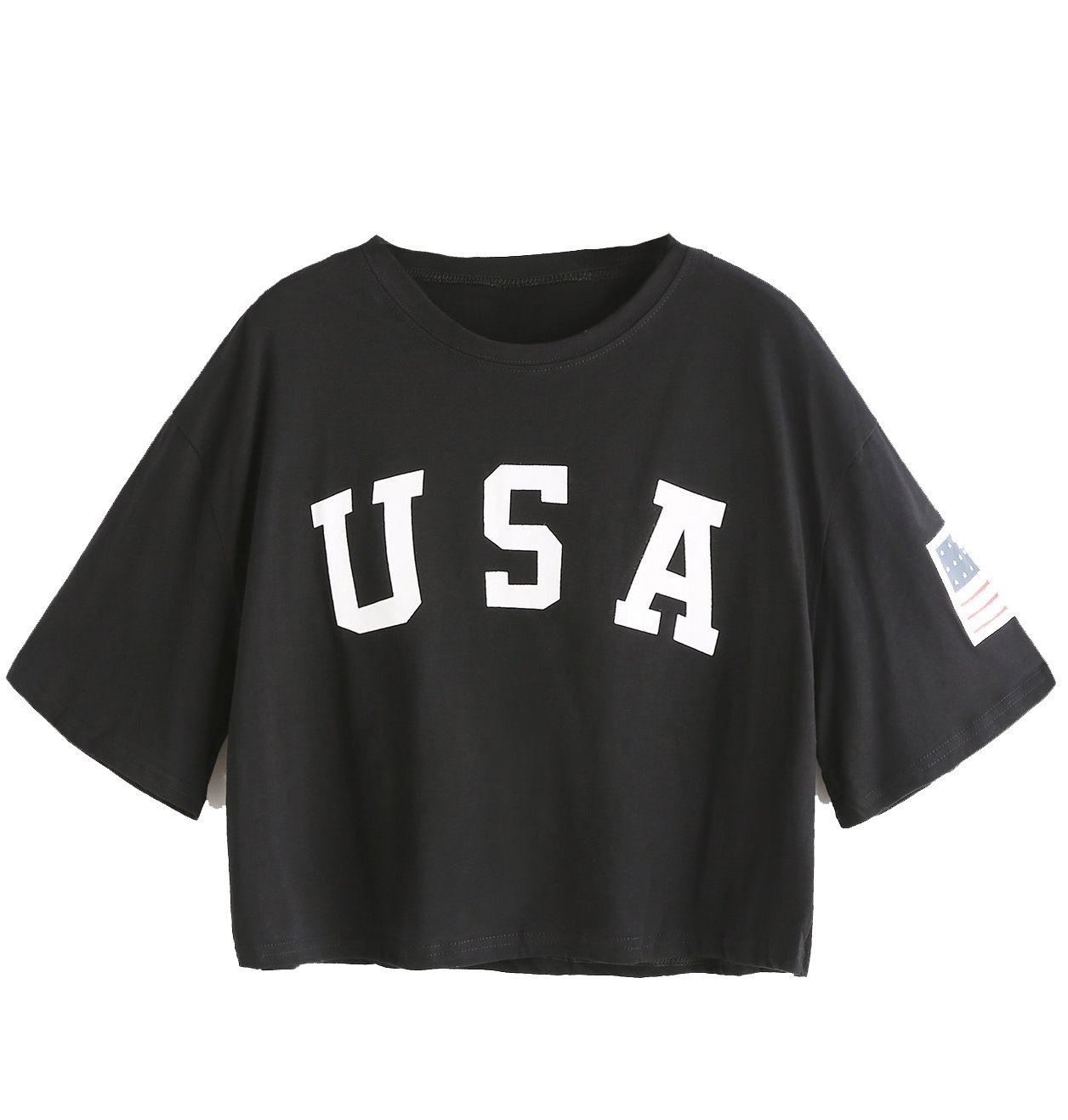 SweatyRocks Women's Graphic T Shirts Letter Print