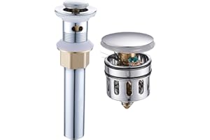 REGALMIX Pop Up Drain Stopper, Built-in Anti-Clogging Strainer, Polished Chrome, Fits Standard American Drain Hole (1-1/2" to 1-3/4")