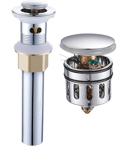 KES Bathroom Sink Drain With Detachable Strainer – Pop-Up Stopper, Polished Chrome, Overflow, Fits 1.75" Hole