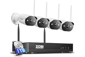 ZOSI 2K WiFi 6 Security Camera System,4pcs 3MP Plug-in Wi-Fi Cameras Indoor Outdoor,Spotlight Color Night Vision,AI Person Detection,2-Way Audio,4K 8MP 8CH NVR with 1TB HDD for Home 24/7 Recording
