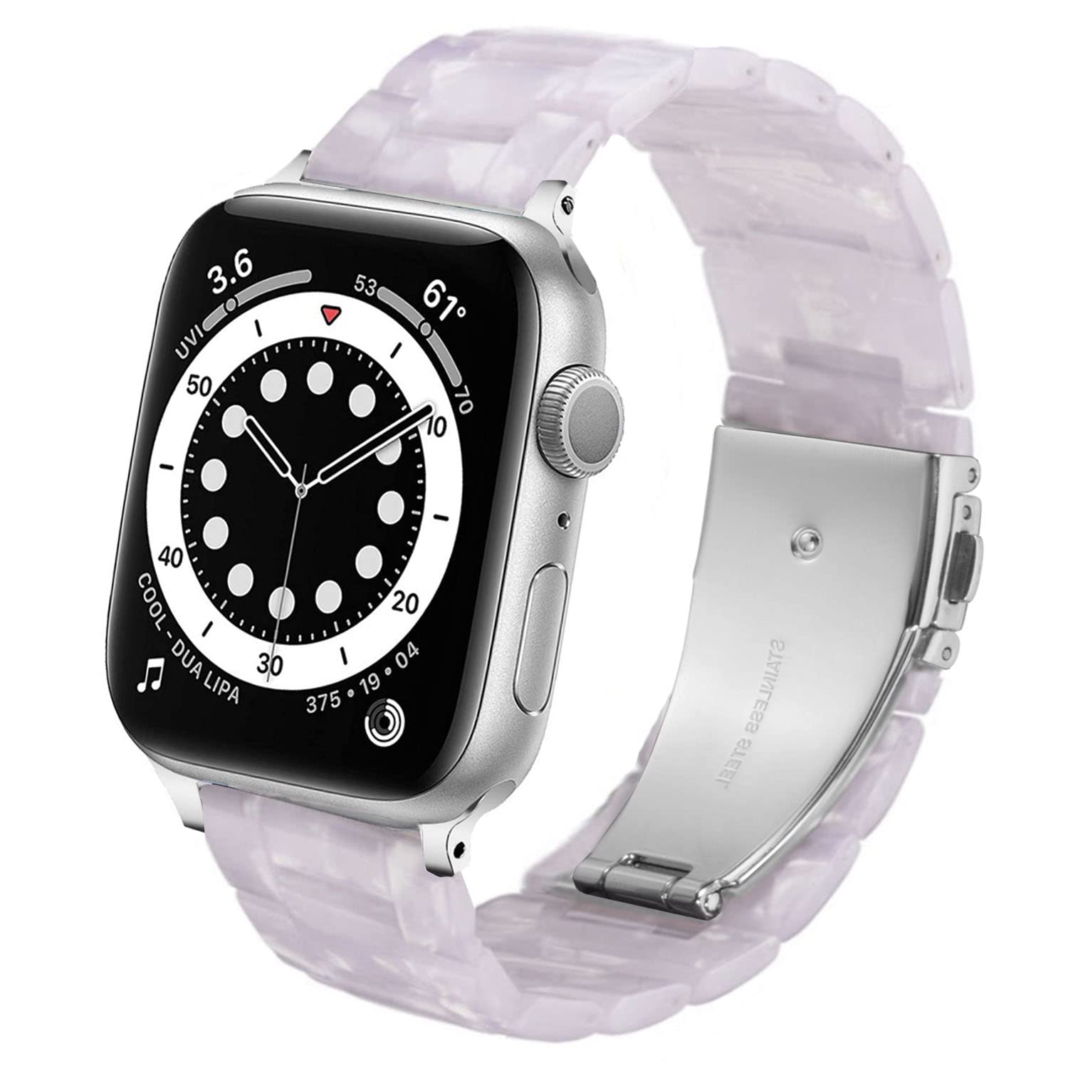 DEALELE Bands Compatible with Apple Watch 42mm 41mm 40mm 38mm, Colorful Resin Replacement Strap for iWatch Series 10/9 / 8/7 / SE / 6/5 / 4/3 Women Men, White