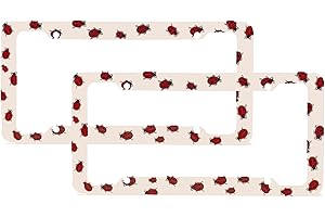 DMSE WHOLESALE DMSE Plastic License Plate Frame Cover Holder Cool Decorative Design for Any Vehicle Car or Truck (Lady Bug 2 Pack)