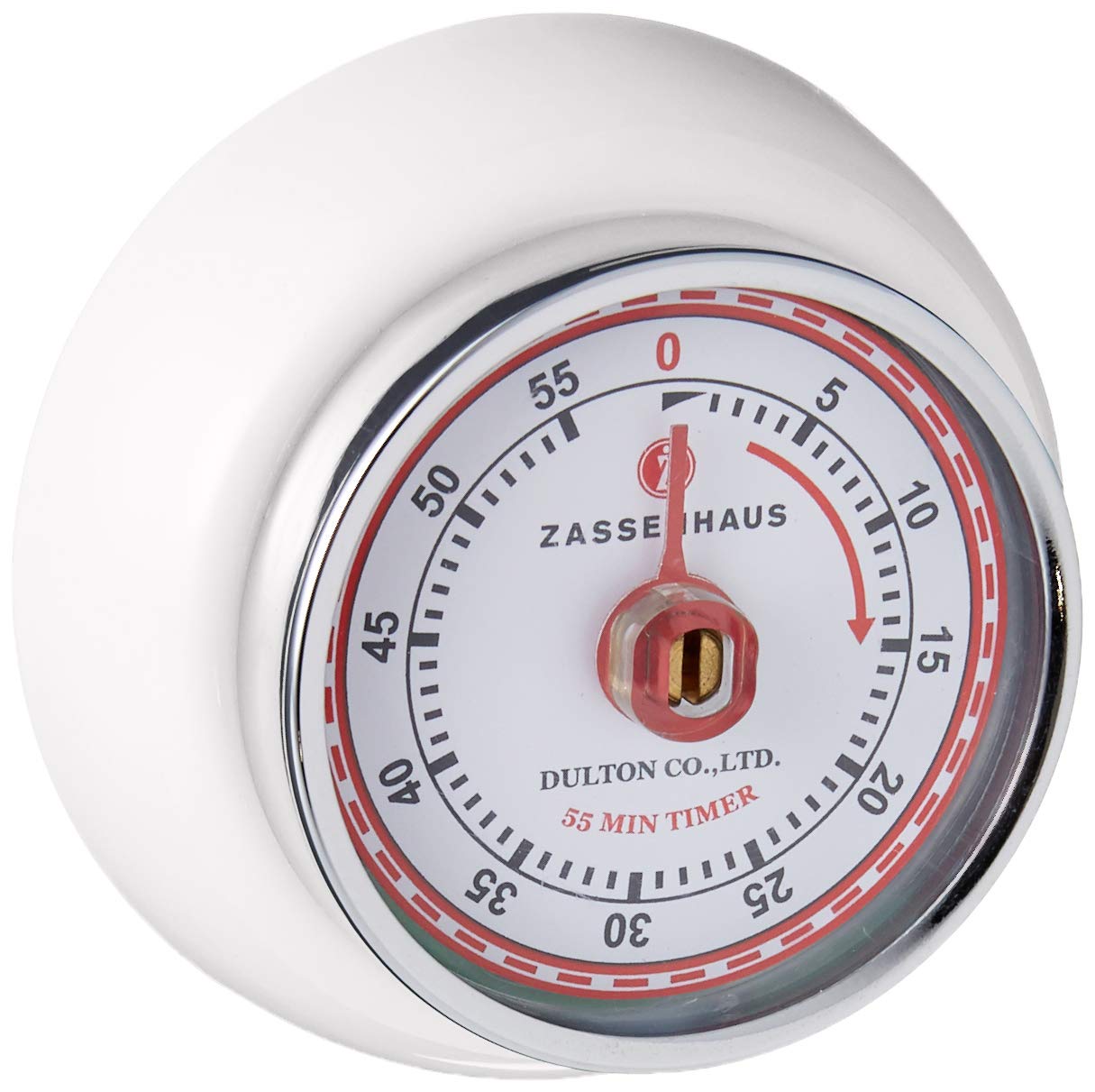 Photo 1 of Zassenhaus Magnetic Retro Kitchen Timer, Classic Mechanical Cooking Timer (White)