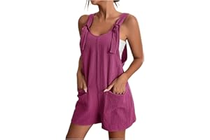 GOFLIC Jumpsuits for Women Dressy 2024 Casual Loose Jumpers Solid Color Summer Outfits Shorts Jumpsuits with Pockets