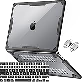 MOSISO Compatible with MacBook Air 13 inch Case 2026-2022 M4 A3240 M3 A3113 M2 A2681, Symmetric Geometric Heavy Duty Hard Case with TPU Bumper&Keyboard Skin&Type C for MacBook Air 13.6, Black
