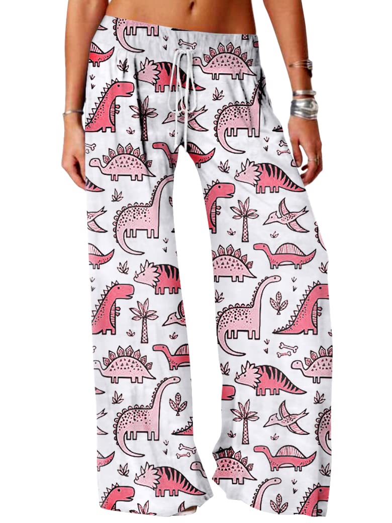 Photo 1 of *****HAS STAINS***
RMCMS Women's Pajama Pants for Cute Dinosaur Graphic Prime Drawstring Pants,Ladies Stretch Sleepwear Bottoms Lounge Wide Leg