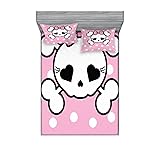 Lunarable Skull 2 Pack Fitted Sheet & Pillow Sham