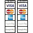 (2 pcs) We Accept Credit Card & Mobile Payment Service (8.00 x 2.70 inch) POS Cashier Signs Waterproof Stickers Compatible for Visa, MasterCard, AmEx, (Apple Pay & Google Pay Compatible)
