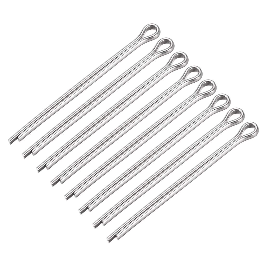 sourcing map Split Cotter Pin - 5mm x 80mm 304 Stainless Steel 2-Prongs Silver Tone Fastener Clip Key 8Pcs — image 1