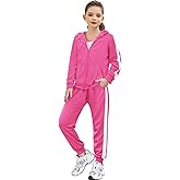 Zaclotre Girls 2 Piece Outfits Sweatsuit Zip Up Hoodie Sweatshirt and Sweatpant Tracksuit Athletic Jogger Sets