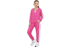 Zaclotre Girls 2 Piece Outfits Sweatsuit Zip Up Hoodie Sweatshirt and Sweatpant Tracksuit Athletic Jogger Sets