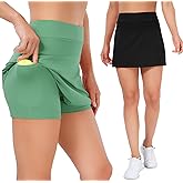 Ridshy Tennis Skirts for Women Athletic Golf Skorts Workout Running Skirt Sports Activewear with Shorts Pocket 2 Pack