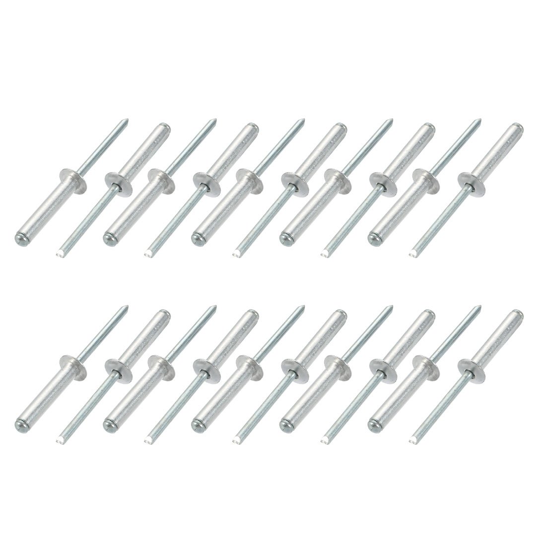 Sourcingmap 20 Pcs 5mm x 25mm Aluminum/Steel Open End Blind Rivets