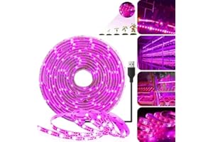 LED Grow Light Strips for Indoor Plants, KYUQY Waterproof Full Spectrum Plant Grow Light, USB 16ft 300LEDs, Flexible Growing 