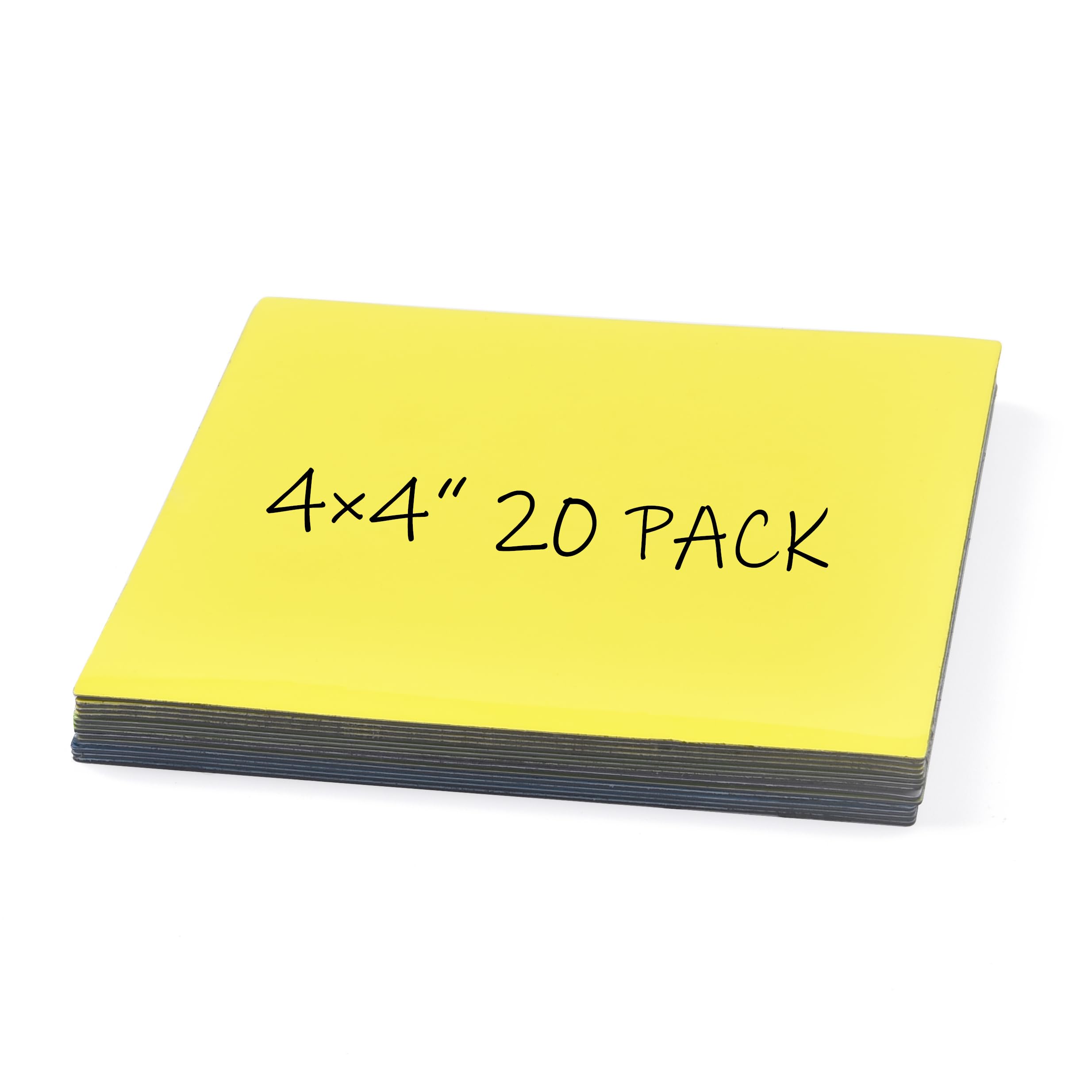 Realth Magnetic Dry Erase Labels | 20 Pcs 10CM x 10CM Yellow | Reusable Erasable Write | for Classroom Home Office Whiteboard Refrigerator Crafts Name Tags (RML3530Y)