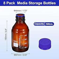 PATIKIL 8 Pack Reagent Media Storage Bottles, 500ml