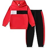KIDLAGA Toddler Boy Clothes Long Sleeve Hoodie Sweatsuits Tops and Pants Boys Fall Winter Color Block Outfits Set 5-12 Years