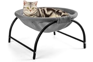 LIFLIX Cat Bed, Cat Hammock, Elevated Cat Bed with Washable Mesh, Free-Standing Breathable Cat Hammock Bed, Gray