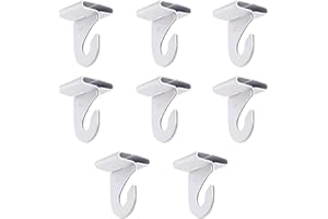 8 PairDrop Hooks for Hanging, White Heavy Duty Metal T-Bar Hooks, Suspended Ceiling Tile Hook Clips for Home, Classroom, Offi