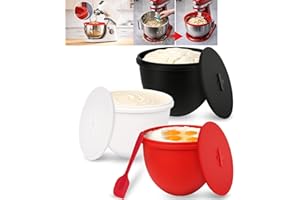 3 PCS Upgraded Silicone Bowl Liners with Lids for KitchenAid 6QT Tilt-Head Mixer, Thickened Anti-Collapse, Adjustable Air Ven