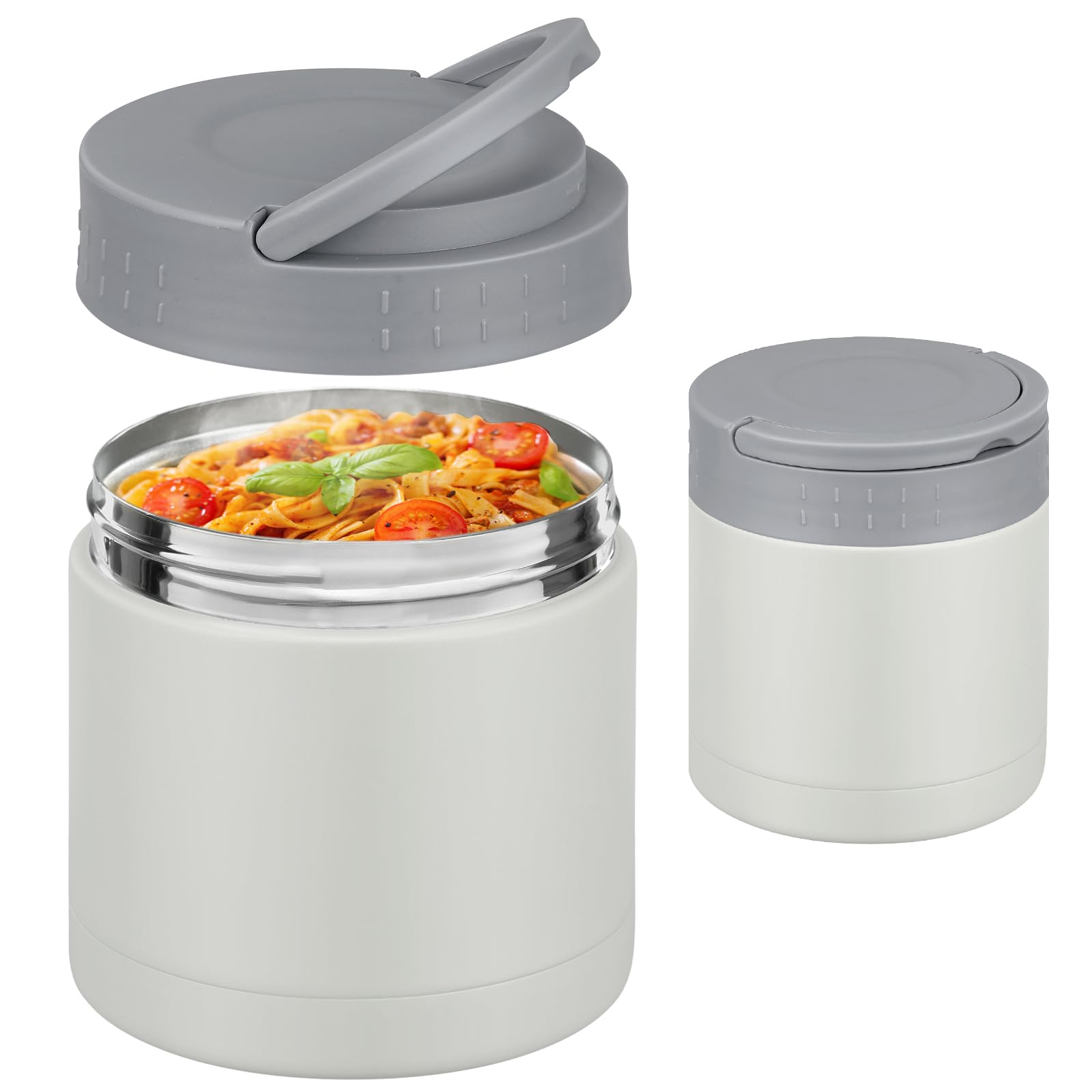 Photo 1 of WyfKyd 10.5oz Soup Thermo for Hot Food Kids with Handle Lid, Vacuum Leakproof Insulated Food Jar Stainless Steel Wide Mouth Lunch Container for Office School Travel Outdoors Grey