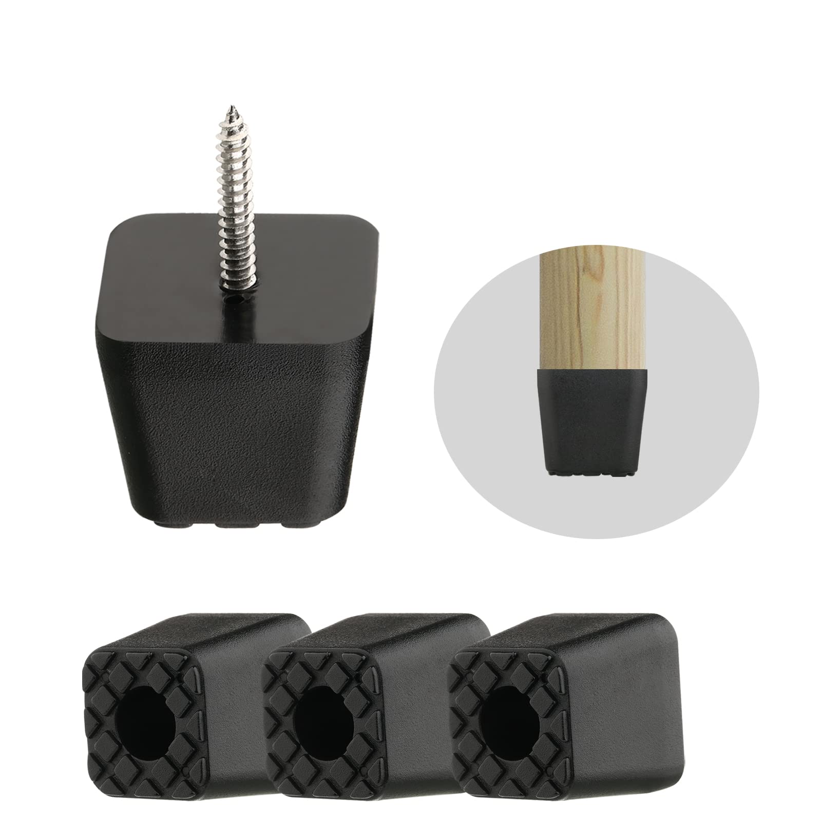 rubber pads,able leg floor protectors,Black, feet,Protects furniture, reduces noise, suitable for both indoor and outdoor use,rubber feet chopping board,Contains 16 pads screws, 3.0*3.0*3.0, (T-30)