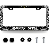 Personalise Spooky Girl License Plate Frame Gothic License Plate Frames Car Universal Stainless Steel Accessories Cars Decor with 2 Holes and Screws Fits Standard Us Vehicles Size 12.2 X 6 Inches