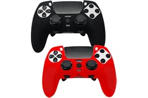 Ceozon Silicone Skin Cover Accessories Compatible with Ps5 Edge Controller Soft Anti-Slip Protector Case Black and Red