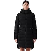 IKAZZ Women's Winter Warm Coat Packable Long Hooded Outwear Vegan Down Parka Jacket