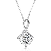 SecreTalk 1-3CT Moissanite Pendant Necklace for Women, 925 Sterling Silver Wedding Necklace with Certificate of Authenticity
